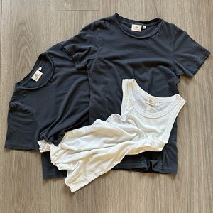 Adriano Goldschmied T-Shirt Tee Lof of 3 Black Baby Tee White Tank Top XS